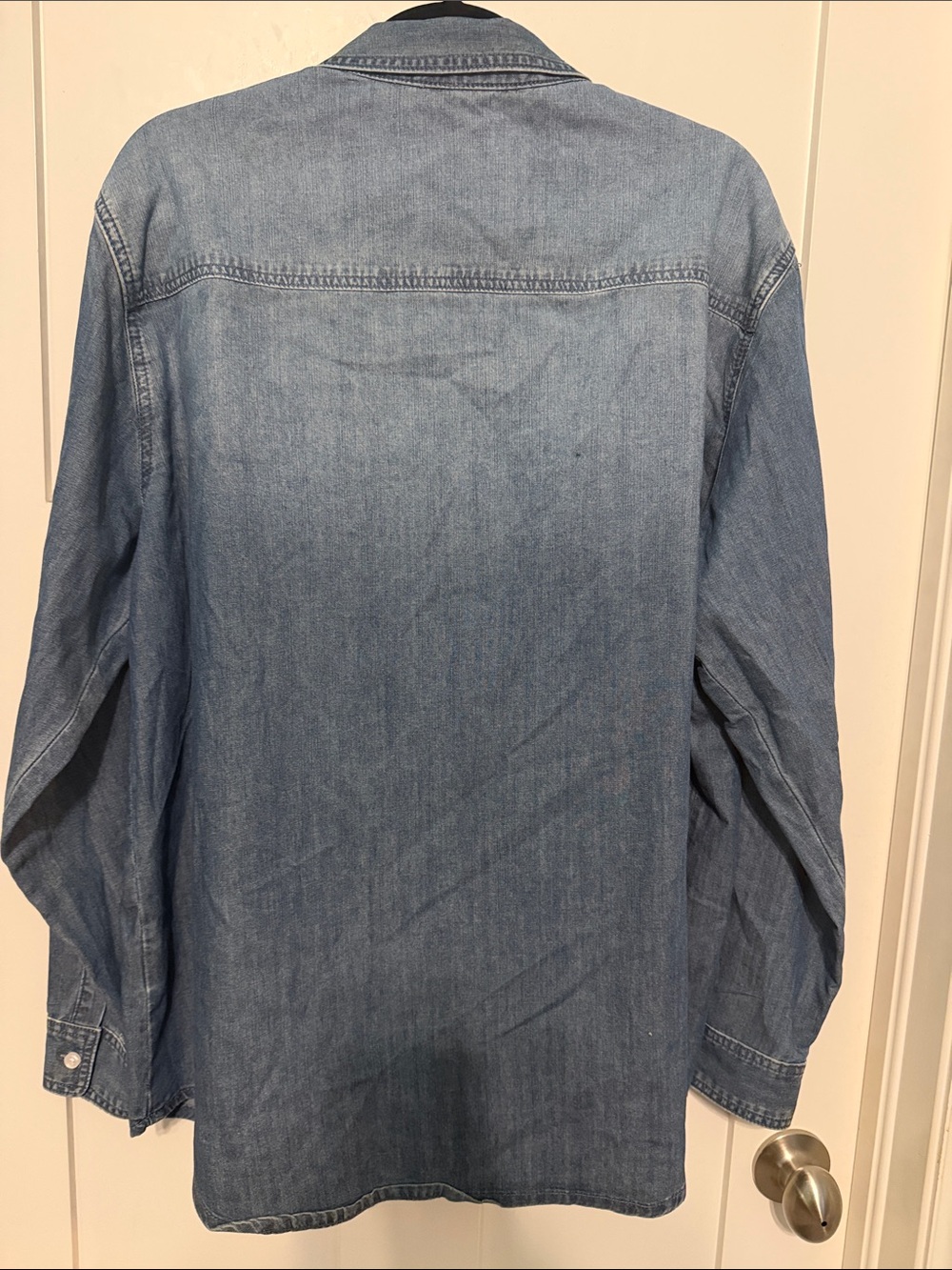 Stetson Embroidered 100% Cotton Denim Button-Up Western Shirt in Light Blue XL - Picture 4 of 7